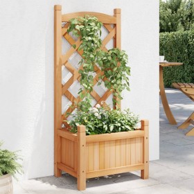 Jardinera con enrejado de madera maciza de abeto marrón de , Maceteros y jardineras - Ref: Foro24-365482, Precio: 37,52 €, De...