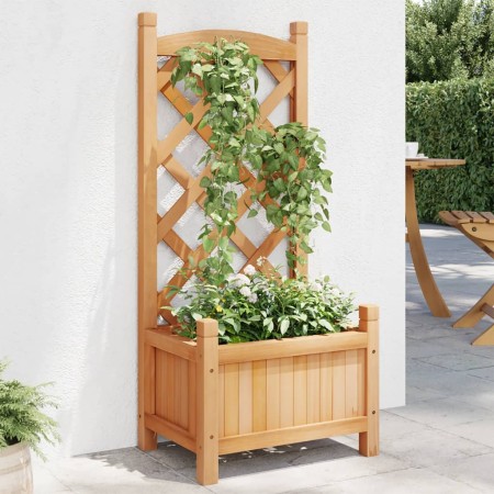 Jardinera con enrejado de madera maciza de abeto marrón de , Maceteros y jardineras - Ref: Foro24-365482, Precio: 40,10 €, De...