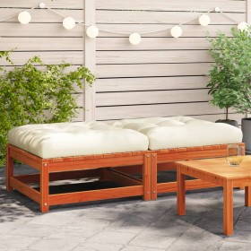 Garten-Fußhocker-Kissen, 2 Stück, aus massivem Kiefernholz, braunes Wachs von , Modulare Sofas für den Außenbereich - Ref: Fo...