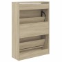 Schuhregal aus Sonoma-Eichenholzwerkstoff, 60 x 21 x 87,5 cm von , Schuhregale und Schuhorganisatoren - Ref: Foro24-839891, P...