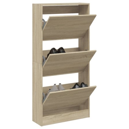 Zapatero de madera de ingeniería roble Sonoma 60x21x125,5 cm de , Zapateros y organizadores de calzado - Ref: Foro24-839898, ...