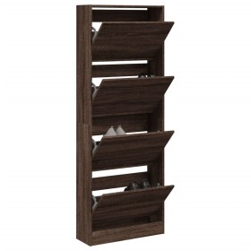 Oak brown engineered wood shoe rack 60x21x163.5 cm by , Shoe racks and shoe organizers - Ref: Foro24-839909, Price: 88,99 €, ...