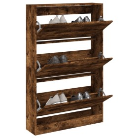 Zapatero de madera de ingeniería roble ahumado 80x21x125,5 cm de , Zapateros y organizadores de calzado - Ref: Foro24-839928,...