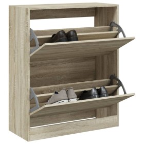 Schuhregal aus Sonoma-Eichenholzwerkstoff, 80 x 34 x 96,5 cm von , Schuhregale und Schuhorganisatoren - Ref: Foro24-839968, P...