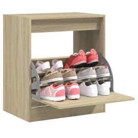 Schuhregal aus Sonoma-Eichenholzwerkstoff, 60 x 42 x 69 cm von , Schuhregale und Schuhorganisatoren - Ref: Foro24-839982, Pre...