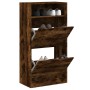 Smoked oak engineered wood shoe rack 60x34x116 cm by , Shoe racks and shoe organizers - Ref: Foro24-840019, Price: 108,62 €, ...