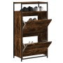 Smoked oak engineered wood shoe rack 60x34x112 cm by , Shoe racks and shoe organizers - Ref: Foro24-840031, Price: 99,99 €, D...