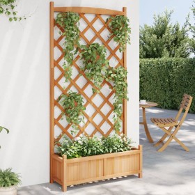 Planter with solid brown spruce wood trellis by , Pots and planters - Ref: Foro24-365491, Price: 107,29 €, Discount: %