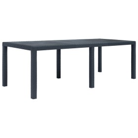 Gray rattan look plastic garden table 220x90x72 cm by vidaXL, Garden tables - Ref: Foro24-45608, Price: 164,62 €, Discount: %