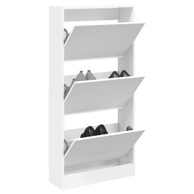 White engineered wood shoe rack 60x21x125.5 cm by , Shoe racks and shoe organizers - Ref: Foro24-839896, Price: 108,89 €, Dis...