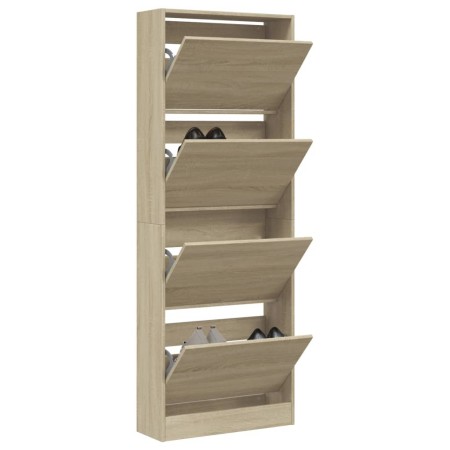 Zapatero de madera de ingeniería roble Sonoma 60x21x163,5 cm de , Zapateros y organizadores de calzado - Ref: Foro24-839905, ...