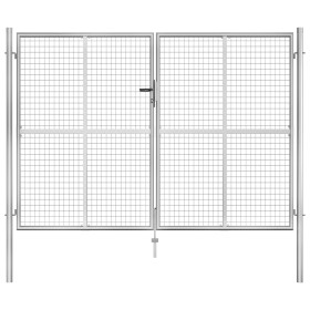 Puerta de jardín de acero galvanizado plateado 306x225 cm de vidaXL, Puertas de jardín - Ref: Foro24-144765, Precio: 617,99 €...