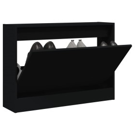 Zapatero de madera de ingeniería negro 80x21x57 cm de , Zapateros y organizadores de calzado - Ref: Foro24-839911, Precio: 61...