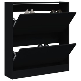 Black engineered wood shoe rack 80x21x87.5 cm by , Shoe racks and shoe organizers - Ref: Foro24-839918, Price: 88,68 €, Disco...