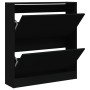 Black engineered wood shoe rack 80x21x87.5 cm by , Shoe racks and shoe organizers - Ref: Foro24-839918, Price: 82,36 €, Disco...