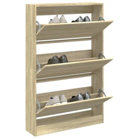 Zapatero de madera de ingeniería roble Sonoma 80x21x125,5 cm de , Zapateros y organizadores de calzado - Ref: Foro24-839926, ...