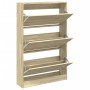 Zapatero de madera de ingeniería roble Sonoma 80x21x125,5 cm de , Zapateros y organizadores de calzado - Ref: Foro24-839926, ...