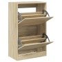 Engineered wood shoe rack in Sonoma oak, 60x34x96.5 cm by , Shoe racks and shoe organizers - Ref: Foro24-839947, Price: 87,99...