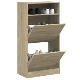 Zapatero de madera de ingeniería roble Sonoma 60x34x116 cm de , Zapateros y organizadores de calzado - Ref: Foro24-840017, Pr...