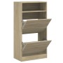 Engineered wood shoe rack in Sonoma oak, 60x34x116 cm. by , Shoe racks and shoe organizers - Ref: Foro24-840017, Price: 93,22...