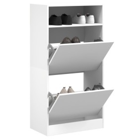 Engineered wood white shoe rack 60x34x116 cm by , Shoe racks and shoe organizers - Ref: Foro24-840015, Price: 90,99 €, Discou...