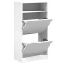 Engineered wood white shoe rack 60x34x116 cm by , Shoe racks and shoe organizers - Ref: Foro24-840015, Price: 89,84 €, Discou...