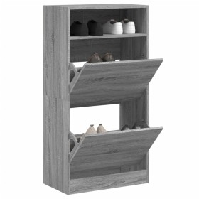 Zapatero de madera de ingeniería gris Sonoma 60x34x116 cm de , Zapateros y organizadores de calzado - Ref: Foro24-840020, Pre...