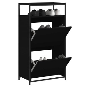 Zapatero de madera de ingeniería negro 60x34x112 cm de , Zapateros y organizadores de calzado - Ref: Foro24-840029, Precio: 1...