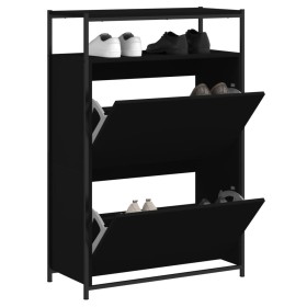 Engineered wood black shoemaker 75x34x112 cm by , Shoe racks and shoe organizers - Ref: Foro24-840034, Price: 125,99 €, Disco...