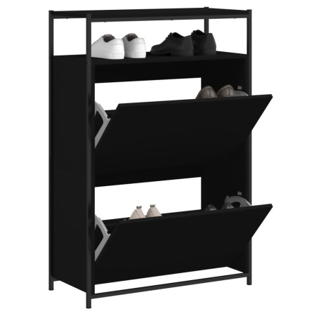 Zapatero de madera de ingeniería negro 75x34x112 cm de , Zapateros y organizadores de calzado - Ref: Foro24-840034, Precio: 1...