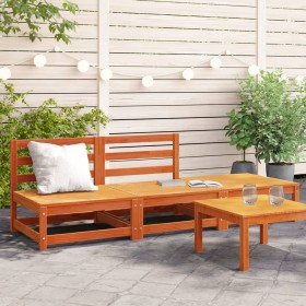 Garden sofa without armrests with footrest in brown pine wood by , Modular outdoor sofas - Ref: Foro24-837967, Price: 126,72 ...