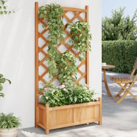 Jardinera con enrejado de madera maciza de abeto marrón de , Maceteros y jardineras - Ref: Foro24-365488, Precio: 78,92 €, De...