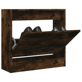 Smoked oak engineered wood shoe rack 60x21x57 cm by , Shoe racks and shoe organizers - Ref: Foro24-839886, Price: 52,99 €, Di...