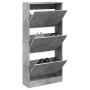 Concrete gray engineered wood shoe rack 60x21x125.5 cm by , Shoe racks and shoe organizers - Ref: Foro24-839899, Price: 99,40...