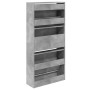 Concrete gray engineered wood shoe rack 60x21x125.5 cm by , Shoe racks and shoe organizers - Ref: Foro24-839899, Price: 99,40...