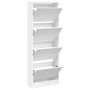 White engineered wood shoe rack 60x21x163.5 cm by , Shoe racks and shoe organizers - Ref: Foro24-839903, Price: 125,51 €, Dis...