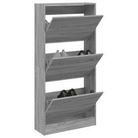 Schuhregal aus technischem Holz in Sonoma-Grau, 60 x 21 x 125,5 cm von , Schuhregale und Schuhorganisatoren - Ref: Foro24-839...