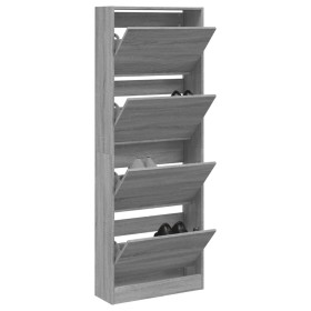 Zapatero de madera de ingeniería gris Sonoma 60x21x163,5 cm de , Zapateros y organizadores de calzado - Ref: Foro24-839908, P...