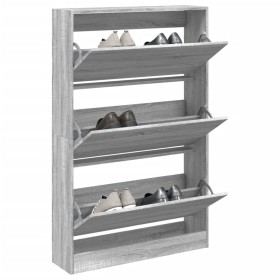 Schuhregal aus technischem Holz in Sonoma-Grau, 80 x 21 x 125,5 cm von , Schuhregale und Schuhorganisatoren - Ref: Foro24-839...