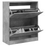 Betongraues Schuhregal aus Holzwerkstoff, 80 x 34 x 96,5 cm von , Schuhregale und Schuhorganisatoren - Ref: Foro24-839969, Pr...