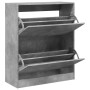 Betongraues Schuhregal aus Holzwerkstoff, 80 x 34 x 96,5 cm von , Schuhregale und Schuhorganisatoren - Ref: Foro24-839969, Pr...