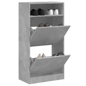 Concrete gray engineered wood shoe rack 60x34x116 cm by , Shoe racks and shoe organizers - Ref: Foro24-840018, Price: 93,22 €...