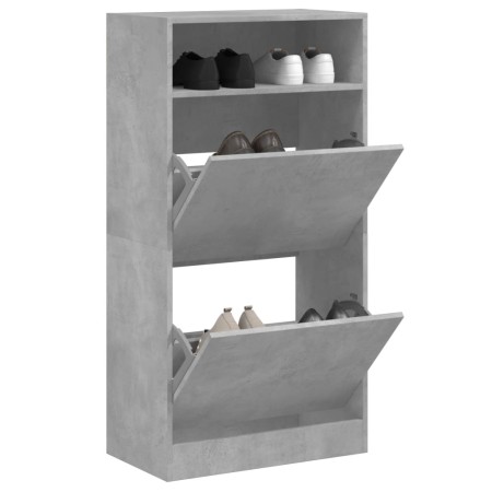 Zapatero de madera de ingeniería gris hormigón 60x34x116 cm de , Zapateros y organizadores de calzado - Ref: Foro24-840018, P...