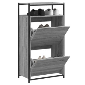 Zapatero de madera de ingeniería gris Sonoma 60x34x112 cm de , Zapateros y organizadores de calzado - Ref: Foro24-840032, Pre...