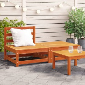 Garden sofa without armrests with footrest in brown pine wood by , Modular outdoor sofas - Ref: Foro24-837960, Price: 99,99 €...