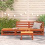 Garden sofa with footrest 2 seater wax brown pine wood by , Modular outdoor sofas - Ref: Foro24-837974, Price: 133,66 €, Disc...