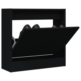 Zapatero de madera de ingeniería negro 60x21x57 cm de , Zapateros y organizadores de calzado - Ref: Foro24-839883, Precio: 44...