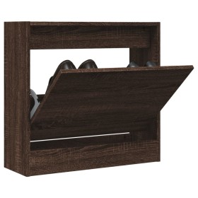 Zapatero de madera de ingeniería marrón roble 60x21x57 cm de , Zapateros y organizadores de calzado - Ref: Foro24-839888, Pre...