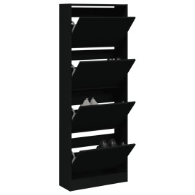 Black engineered wood shoe rack 60x21x163.5 cm by , Shoe racks and shoe organizers - Ref: Foro24-839904, Price: 107,79 €, Dis...