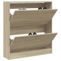 Zapatero de madera de ingeniería roble Sonoma 80x21x87,5 cm de , Zapateros y organizadores de calzado - Ref: Foro24-839919, P...